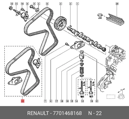 РЕМЕНЬ ГРМ 7701468168 RENAULT