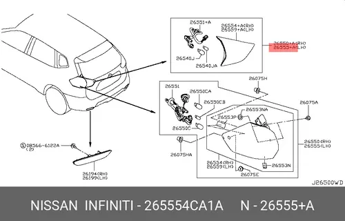 Фонарь задний NISSAN 265554CA1A
