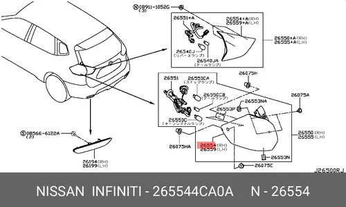 Фонарь задний NISSAN 265544CA0A