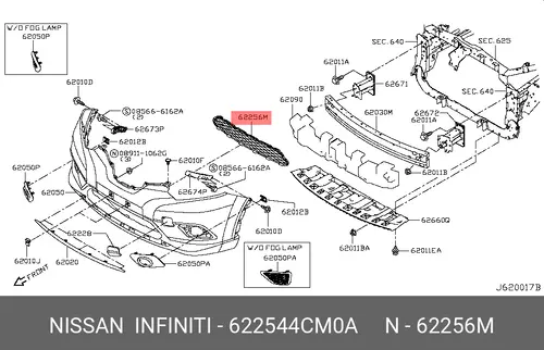 Решетка бампера NISSAN 622544CM0A