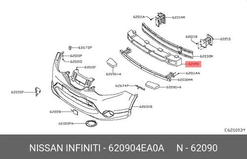 Абсорбер-усилитель бампера NISSAN 620904EA0A