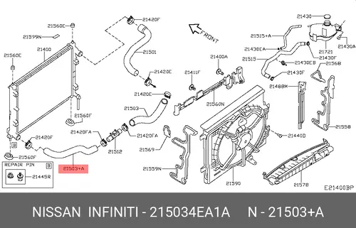 ШЛАНГ СИСТЕМЫ ОХЛАЖД 215034EA1A NISSAN