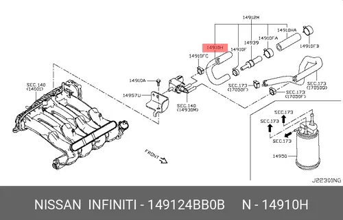ПАТРУБОК СИСТЕМЫ ОХЛ 149124BB0B NISSAN