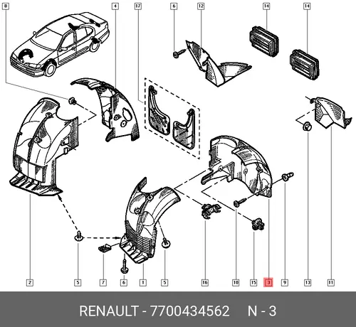 Подкрылок RENAULT 7700434562