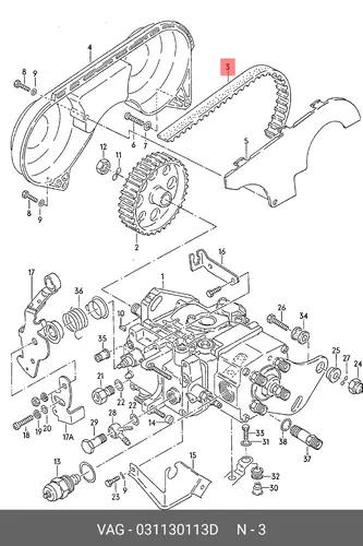 ремень ГРМ VW 031130113D VAG