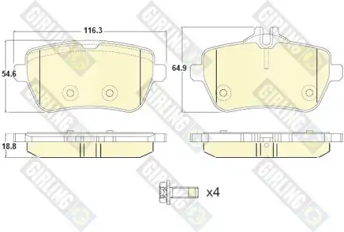 Тормозные колодки дисковые GIRLING 6120141
