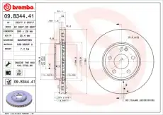 Тормозной диск BREMBO 09.B344.41 вентилируемый , передняя ось