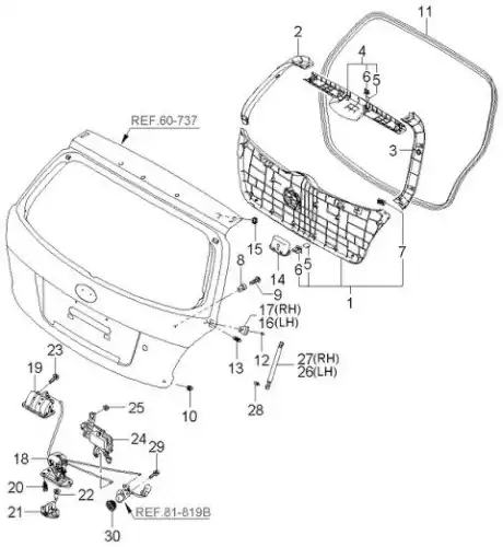 УПЛОТНИТЕЛЬ ДВЕРИ БАГАЖНОГО ОТСЕКА 873211G200 HYUNDAI