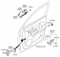 Ручка двери HYUNDAI / KIA 826111F010WK