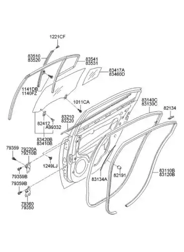 Уплотнитель окна двери 832102G000 HYUNDAI