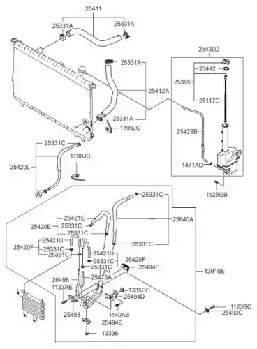 ШЛАНГ СИСТЕМЫ ОХЛАЖДЕНИЯ 254143F800 HYUNDAI