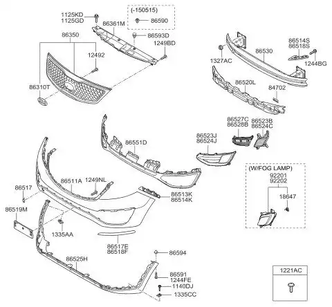 ОПОРНАЯ ПЛАНКА ПАНЕЛИ БАМПЕРА 865133W000 HYUNDAI
