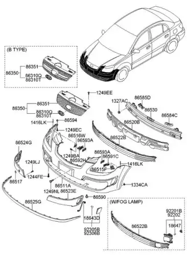 HYUNDAI ОПОРНАЯ ПЛАНКА ПАНЕЛИ БАМПЕРА 865161G000
