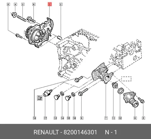 Насос системы охлаждения (помпа) RENAULT 8200146301