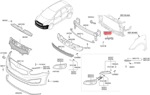 Кронштейн кузовной 86517A2000 MOBIS