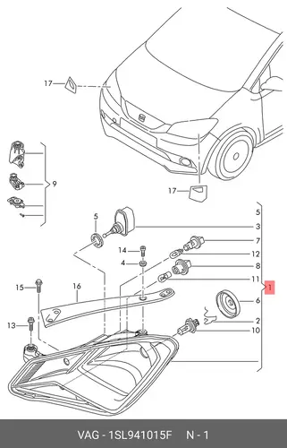 Фара VAG 1SL941015F