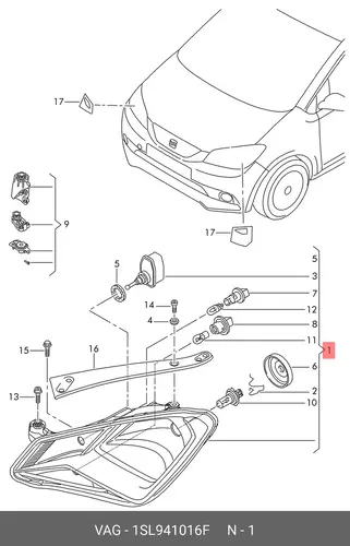 Фара VAG 1SL941016F