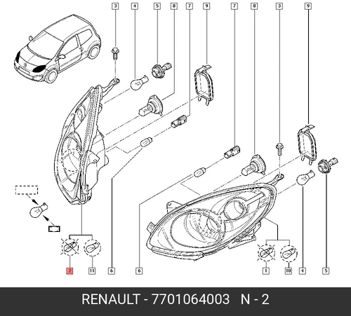 Фара RENAULT 7701064003
