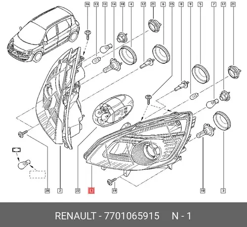 Фара RENAULT 7701065915