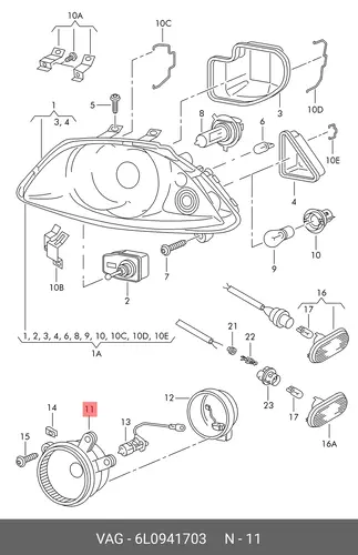 Фара противотуманная VAG 6L0941703