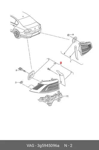 Фонарь задний VAG 3G5945096A