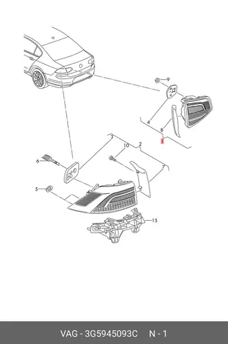 Фонарь задний VAG 3G5945093C
