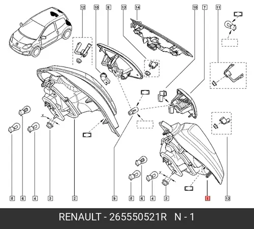 Фонарь задний 265550521R RENAULT
