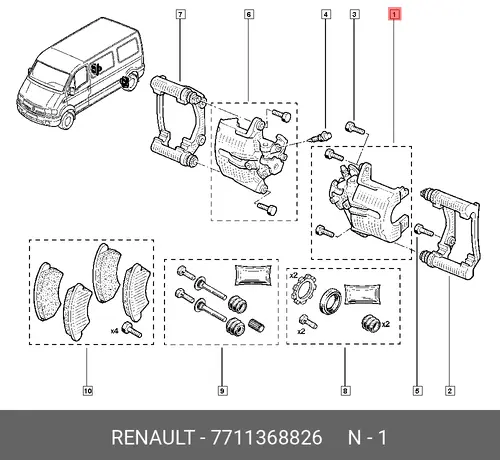 Суппорт тормозной RENAULT 7711368826