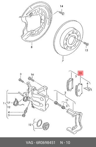 Тормозные колодки дисковые VAG 6R0698451