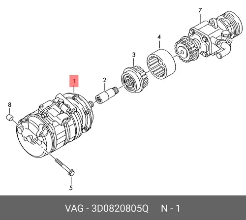 Компрессор кондиционера 3D0820805Q VAG