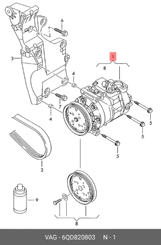 Компрессор кондиционера 6QD820803 VAG