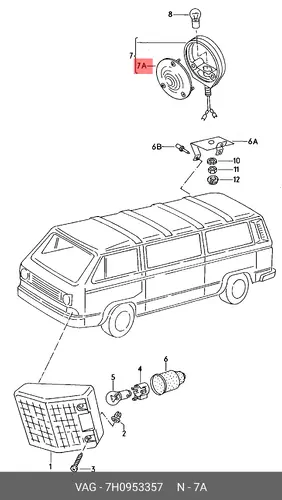 Фонарь задний VAG 7H0953357
