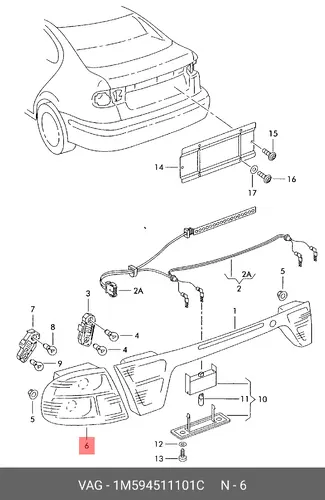 Фонарь задний VAG 1M594511101C