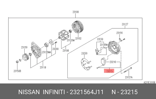REGULATOR-ALTERNATOR, NISSAN 2321564J11