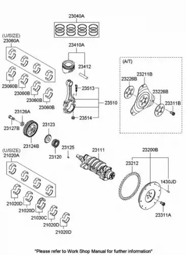 PISTON & PIN ASSY/STD, HYUNDAI LAVITA(FC/-OCT 2006) 2341026500