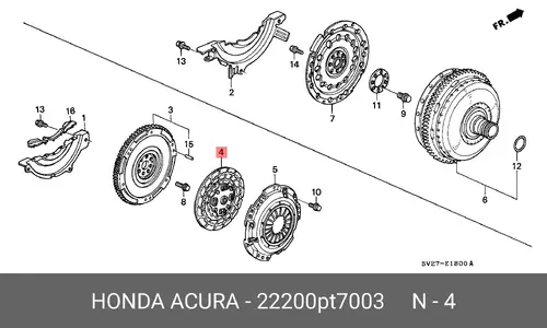Диск сцепления HONDA 22200-PT7-003