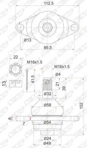 Шаровая опора SAT ST-43330-29235