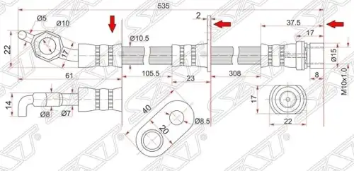 Шланг тормозной SAT ST-90947-02701
