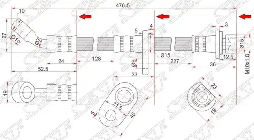 ШЛАНГ ТОРМОЗНОЙ ST01466S04900 (SAT)