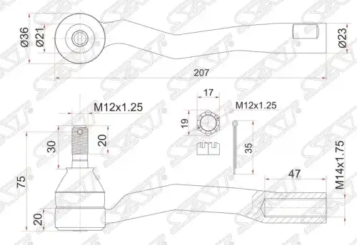 Рулевой наконечник SAT ST-45046-29365