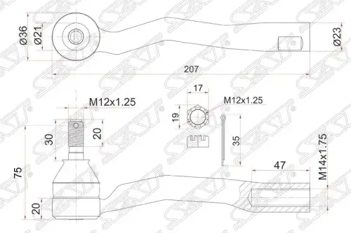 Рулевой наконечник SAT ST-45047-29125