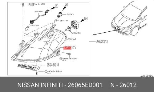 Фара NISSAN 26065-ED001