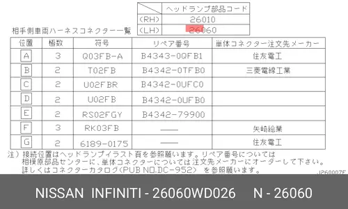 Фара NISSAN 26060-WD026