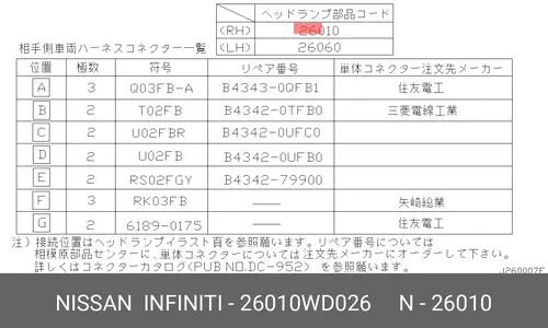 Фара NISSAN 26010-WD026