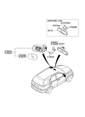 Зеркало внешнее левый 876013E710 HYUNDAI