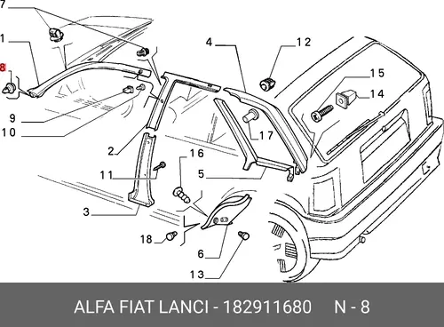 клипса Fiat Tempra 182911680