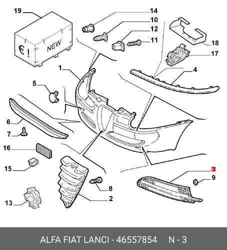 Решетка бампера ALFA ROMEO 46557854
