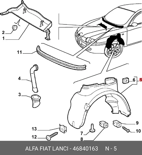 Подкрылок ALFA ROMEO 46840163