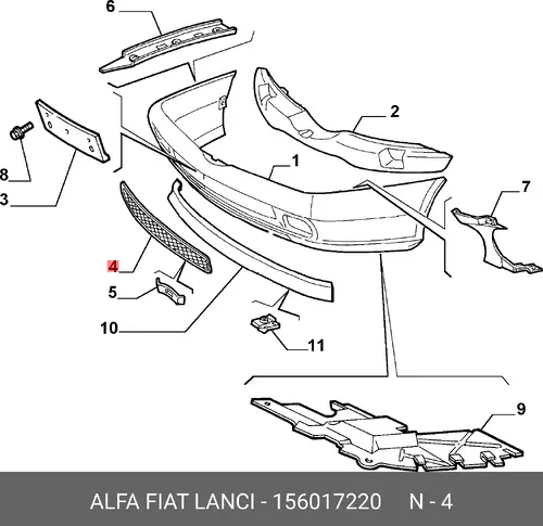 Решетка бампера ALFA ROMEO 156017220