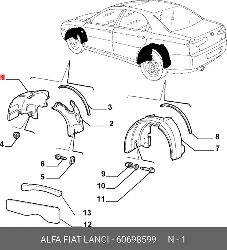 Подкрылок ALFA ROMEO 60698599